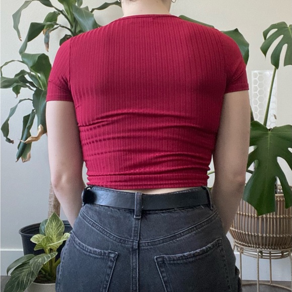 Better Be Red Ruched V-Neck Top - Large - Picture 2 of 7